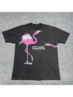 Vintage 1980S North Carolina Zoological Park Flamingo Shirt Large Men’s Rare